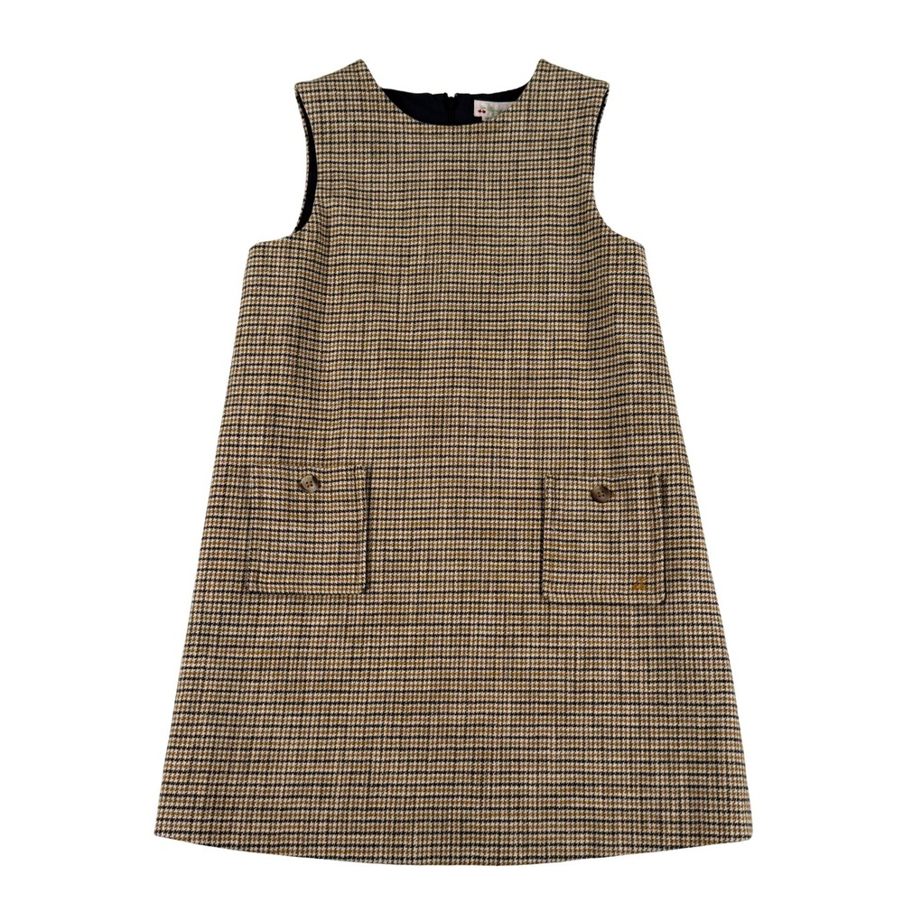 NWT Bonpoint Jinette Dress Size 8 Houndstooth Wool Blend Pinafore Jumper Girls